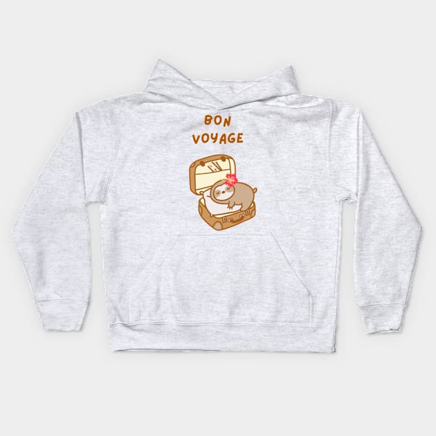 Bon Voyage Traveling Sloth Kids Hoodie by theslothinme